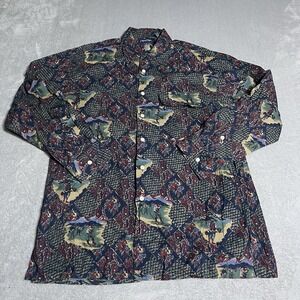 Vintage Salty Dog Shirt Mens Medium Imperial Poplin Button Up Novelty Golf Print